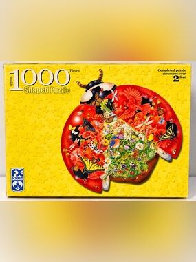 Vintage FX Schmid Ladybug Landing 1000pc Shaped Jigsaw Puzzle Janet Skiles Art